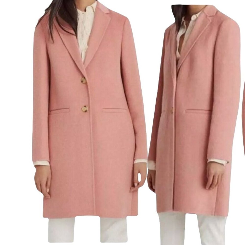 Lauren by Ralph Lauren Women's Small Wool Blend Long 2 Button Rose Pink Jacket - Picture 1 of 13